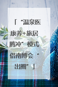 “温泉医康养+旅居腾冲”模式借南博会“出圈”