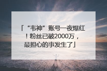 “韦神”账号一夜爆红！粉丝已破2000万，最担心的事发生了