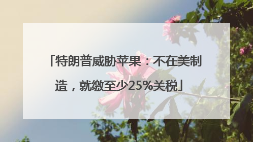 特朗普威胁苹果：不在美制造，就缴至少25%关税