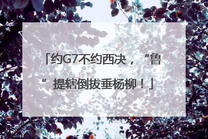 约G7不约西决，“鲁”提辖倒拔垂杨柳！