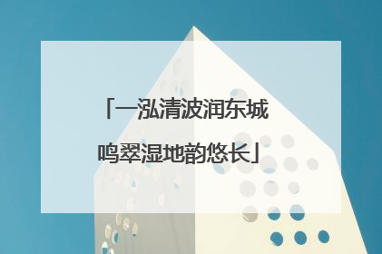 一泓清波润东城 鸣翠湿地韵悠长