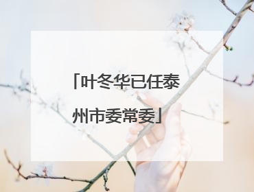 叶冬华已任泰州市委常委