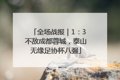 全场战报｜1：3不敌成都蓉城，泰山无缘足协杯八强