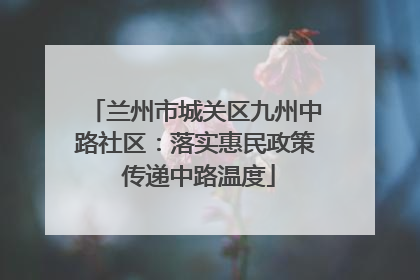 兰州市城关区九州中路社区：落实惠民政策 传递中路温度