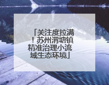 关注度拉满！苏州渭塘镇精准治理小流域生态环境