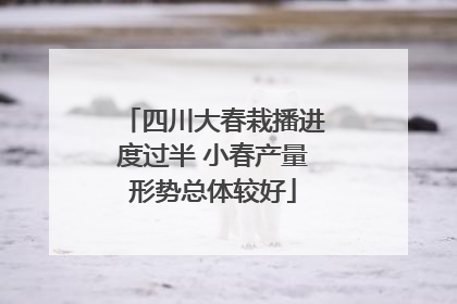 四川大春栽播进度过半 小春产量形势总体较好