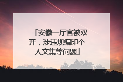 安徽一厅官被双开，涉违规编印个人文集等问题
