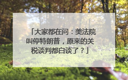 大家都在问：美法院叫停特朗普，原来的关税谈判都白谈了？
