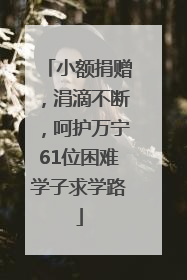 小额捐赠，涓滴不断，呵护万宁61位困难学子求学路