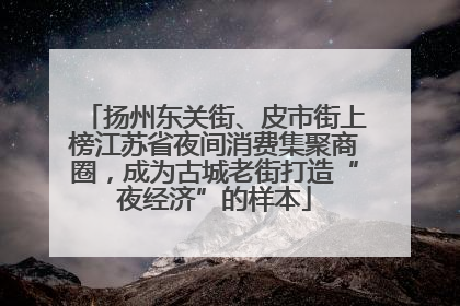 扬州东关街、皮市街上榜江苏省夜间消费集聚商圈，成为古城老街打造“夜经济”的样本