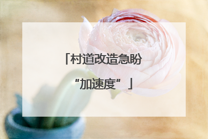 村道改造急盼“加速度”