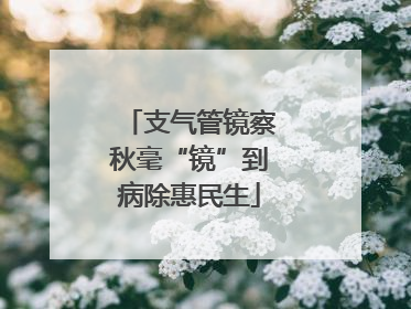支气管镜察秋毫“镜”到病除惠民生