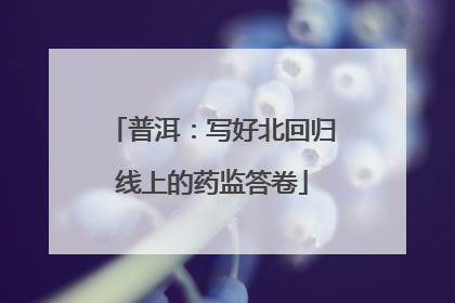 普洱：写好北回归线上的药监答卷