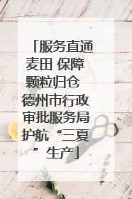 服务直通麦田 保障颗粒归仓 德州市行政审批服务局护航“三夏”生产