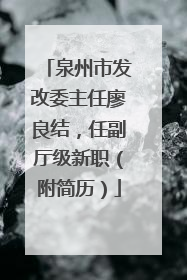 泉州市发改委主任廖良结，任副厅级新职（附简历）