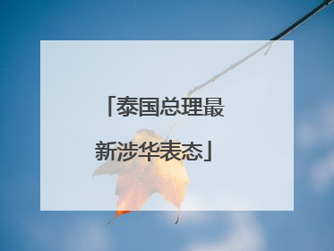 泰国总理最新涉华表态