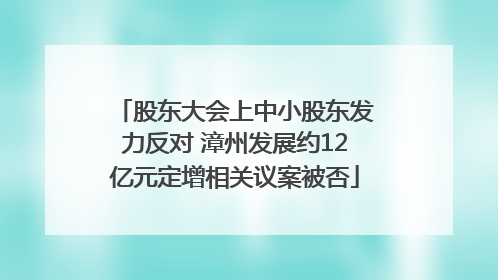 股东大会上中小股东发力反对 漳州发展约12亿元定增相关议案被否