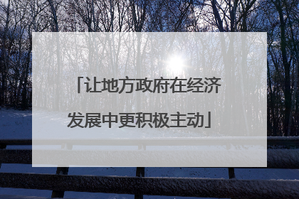 让地方政府在经济发展中更积极主动