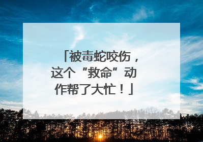 被毒蛇咬伤，这个“救命”动作帮了大忙！