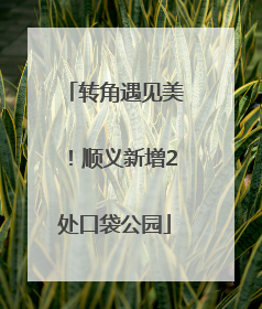 转角遇见美！顺义新增2处口袋公园