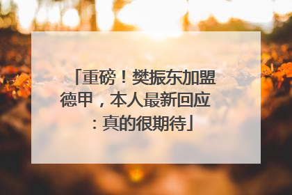 重磅！樊振东加盟德甲，本人最新回应：真的很期待