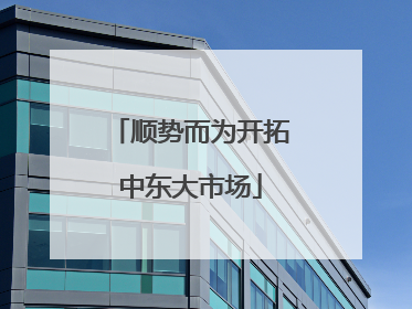 顺势而为开拓中东大市场